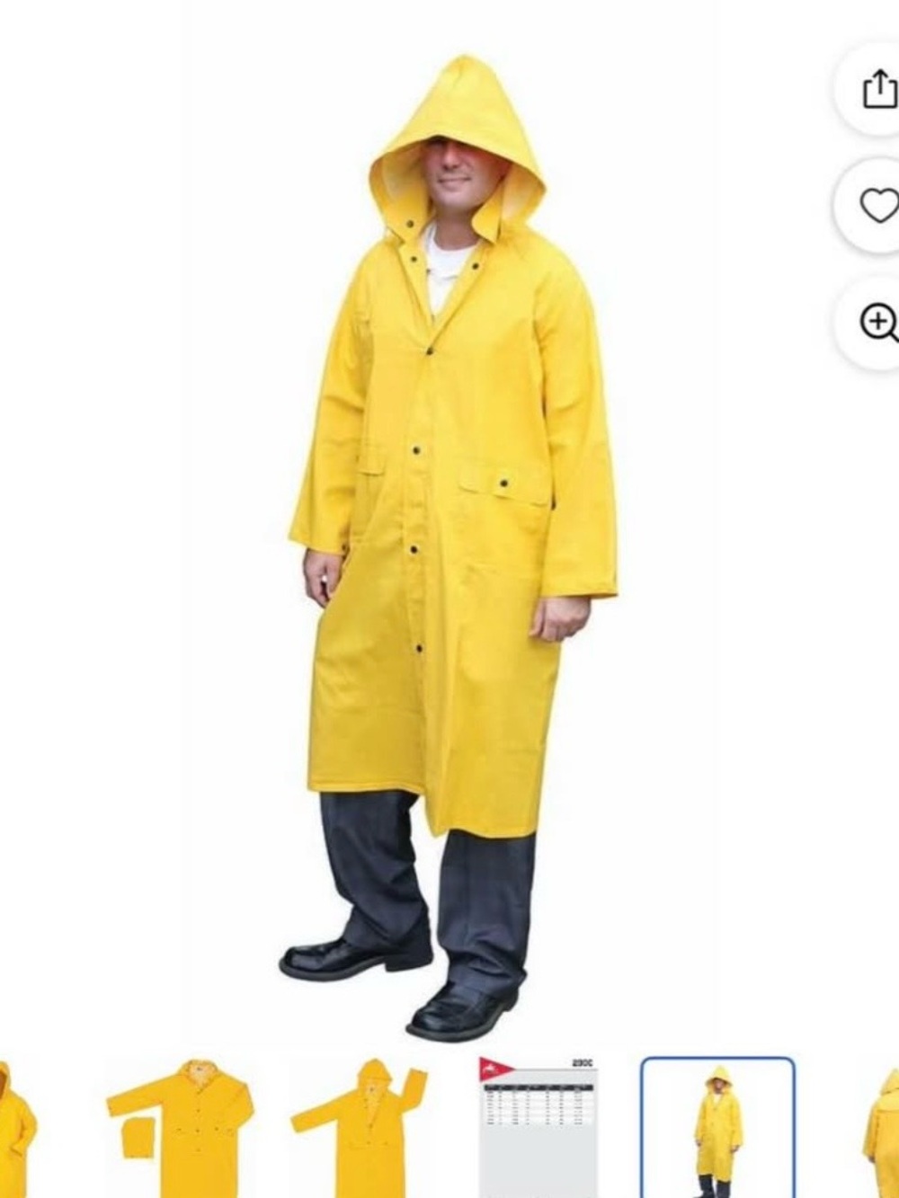 Yellow Hooded Raincoat Jacket - Size L/Xl